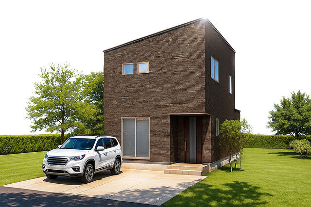 外観駐車３台可！※掲載の外観は図面を基にＣＧで描いたもので植栽・色・門扉・形状等、実際とは異なります。