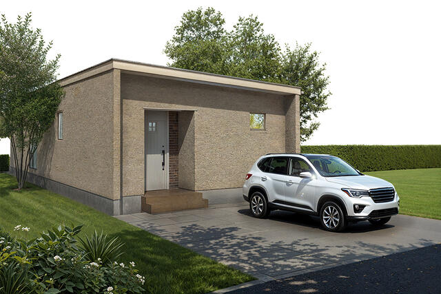 外観駐車３台可！※掲載の外観は図面を基にＣＧで描いたもので植栽・色・門扉・形状等、実際とは異なります。